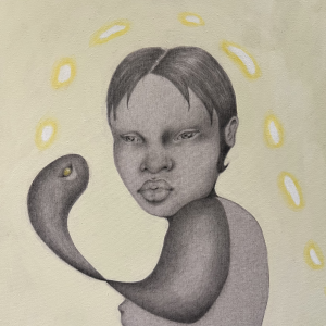 Atomic Entity, (2026), 120 x 100 cm, Acrylic paint and graphite pencil on linen